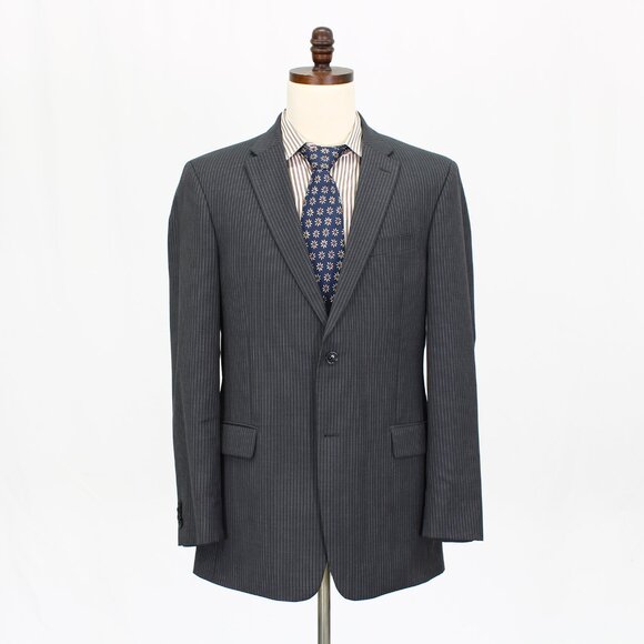 Tommy Hilfiger 42L Gray Striped 2-Button Sport Coat Blazer Jacket G282 - Picture 1 of 11